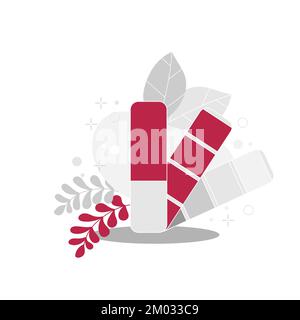 Viva Magenta 18-1750 color of the year 2023. Color palette. Palette for the selection of fashionable colors. Color concept. For banner and web design Stock Vector