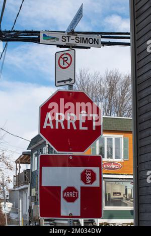 Stop sign in Sainte-Madeleine, Quebec, Canada Stock Photo - Alamy