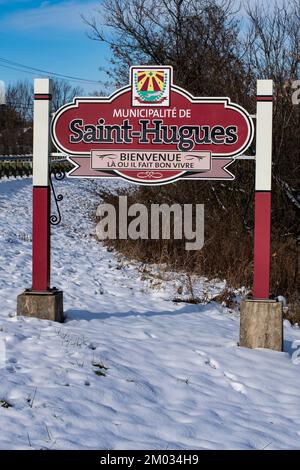 Welcome to Saint-Hugues, Quebec, Canada Stock Photo