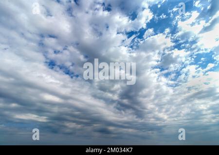 wide angle view of clouds and blue sky Stock Photo