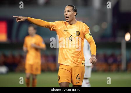 Doha, Qatar. 03rd Dec, 2022. Virgil van Dijk of Holland in action during the FIFA World Cup Qatar 2022 Round of 16 match between Netherlands and USA at Khalifa International Stadium on December 03, 2022 in Doha, Qatar. Photo by David Niviere/ABACAPRESS.COM Credit: Abaca Press/Alamy Live News Stock Photo