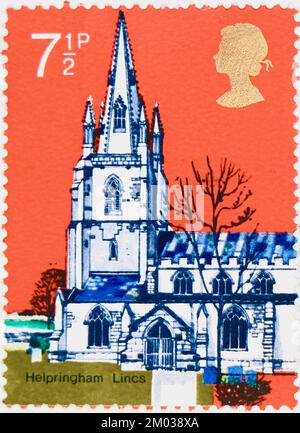 Photo of a British postage stamp St Andrew's Helpringham Lincolnshire Village churches series 1972 Stock Photo