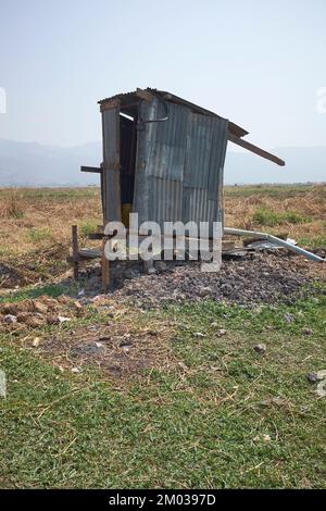 Makeshift Toilet Shack Inle Lake Myanmar Stock Photo
