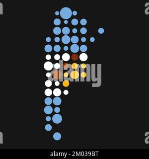 Argentina Map Silhouette Pixelated generative pattern illustration Stock Vector