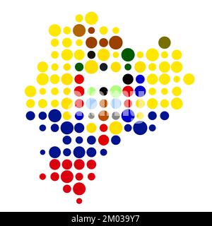 Ecuador Map Silhouette Pixelated generative pattern illustration Stock Vector