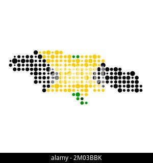 Jamaica Map Silhouette Pixelated generative pattern illustration Stock Vector