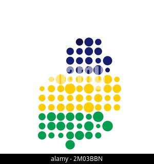 Mauritius Map Silhouette Pixelated generative pattern illustration Stock Vector