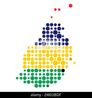 Mauritius Map Silhouette Pixelated generative pattern illustration Stock Vector