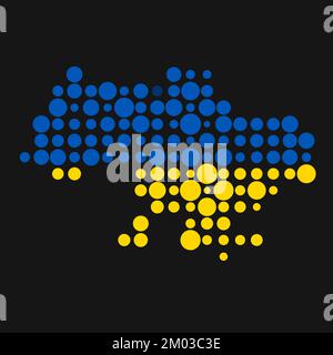 Ukraine Map Silhouette Pixelated generative pattern illustration Stock Vector