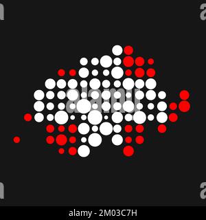 Switzerland Map Silhouette Pixelated generative pattern illustration Stock Vector