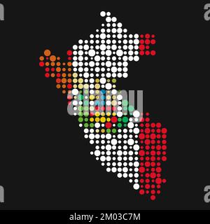Peru Map Silhouette Pixelated generative pattern illustration Stock Vector
