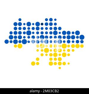 Ukraine Map Silhouette Pixelated generative pattern illustration Stock Vector