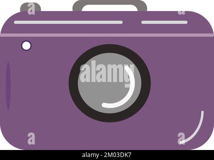 Isolated vector vintage camera in purple color Stock Vector