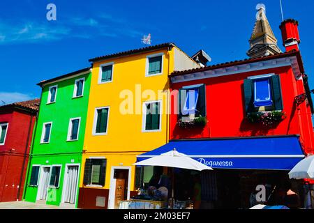 colorful buildings on the island of Burano, Italy. Stock Photo