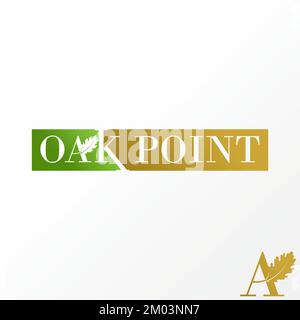 Logo design graphic concept creative abstract icon premium free vector stock unique letter or word OAK POINT serif font with leaf nature or botany Stock Vector