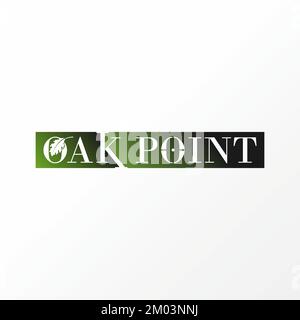 Logo design graphic concept creative abstract icon premium free vector stock letter or word OAK POINT serif font with leaf on O font nature or botany Stock Vector