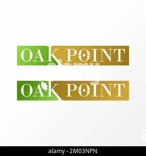 Logo design graphic concept creative premium free vector stock letter or word OAK POINT serif font with leaf and target nature or botany Stock Vector
