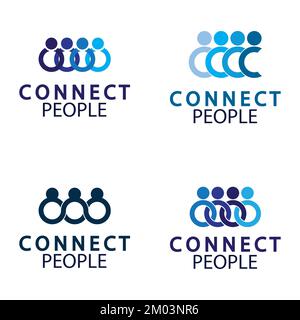 People Connect logo design template. connection logo for business Stock Vector