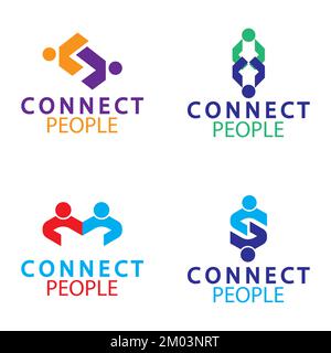 People Connect logo design template. connection logo for business Stock Vector