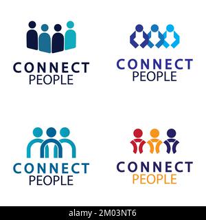 People Connect logo design template. connection logo for business Stock Vector