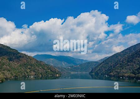 Sunny view of the Wushe Reservoir at Nantou, Taiwan Stock Photo