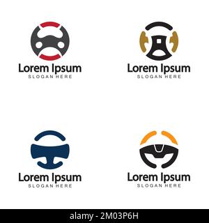 Steering wheel logo. Vector illustration. Stock Vector