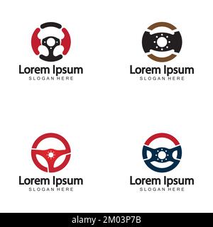 Steering wheel logo. Vector illustration. Stock Vector