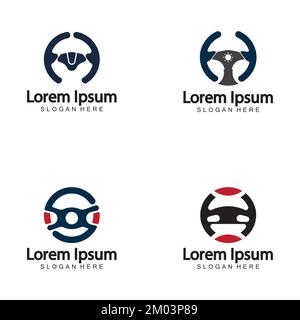 Steering wheel logo. Vector illustration. Stock Vector