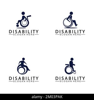 Passionate Disability People Support Logo. Wheel Chair Logo Illustration. Stock Vector