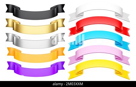 3d Label Ribbons Set . Glossy Red Blank Plastic Banner For Advertisment ...