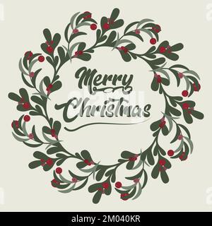 Merry Christmas wreath vector pattern on a light background. Stock Vector