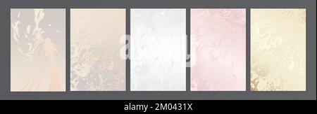 Light Abstract Texture Set in Pastel Colors. Wedding Invitation Background Stock Vector