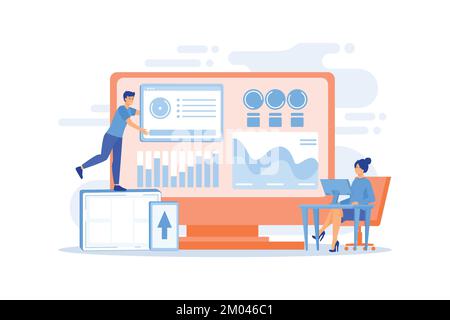 IT managers integrate technologies into business operations. Enterprise IT management, IT software solutions, enterprise architecture concept. flat ve Stock Vector