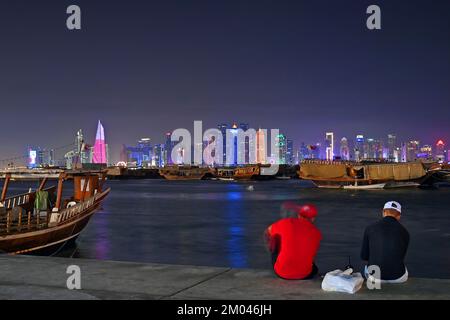 Impressions from Doha/Qatar on December 3rd, 2022. Skyline, skyscrapers, FIFA Fanfest in the West Bay, Corniche. Soccer World Cup 2022 in Qatar from 20.11. - 18.12.2022 ? Stock Photo