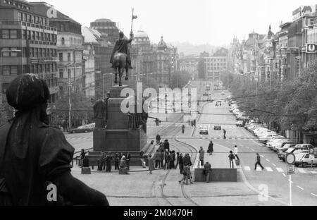 CZE, Czech Republic, Prague: CSSR, Country and People. Everyday life in a country under communist rule. Prague 01.05.1981.Wenceslas Square, Europe Stock Photo