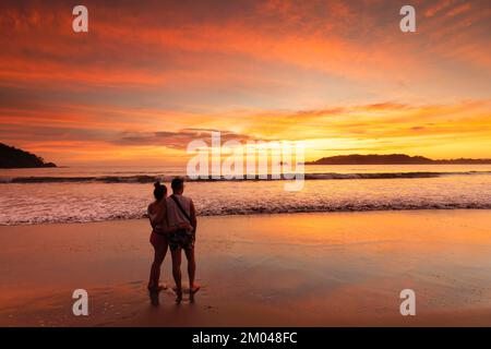 Playa Carillo at sunset, Peninsula de Nicoya, Guanacaste, Costa Rica, Central America Stock Photo