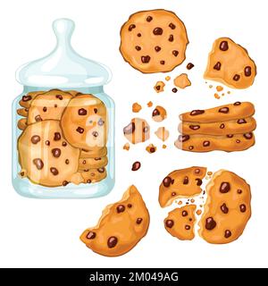 A set of homemade country cookies with chocolate  Stock Vector