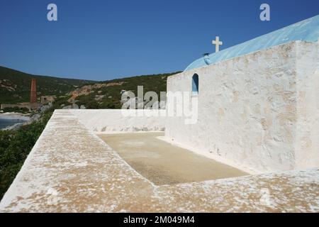 Europe, Greece, Dodecanese, Astypalea island, Agrilidi bay,  the church of Ag. Nicholas Stock Photo