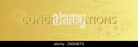 “CONGRATULATIONS” wishing with Gold Letter Gold Background Vector Illustration. Congrats greeting social media web banner, poster Stock Vector