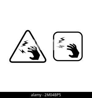 Electrocution Risk Warning Do not touch sign icon. Hand electrocution with thunderbolt pictogram. Stock Vector