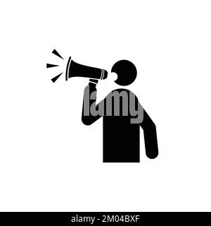 Man shouting in megaphone icon vector. We are hiring announcement vector illustration. Stock Vector