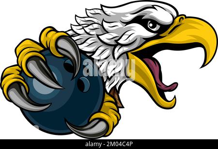 Eagle Hawk Bowling Ball Cartoon Sport Team Mascot Stock Vector