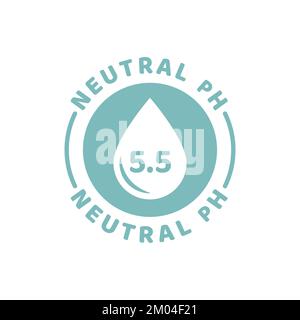 Neutral pH 5,5 vector line label. Water drop and balanced pH outlined badge for cosmetics. Stock Vector