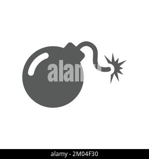 Bomb black vector icon. Military, war weapon filled symbol. Stock Vector