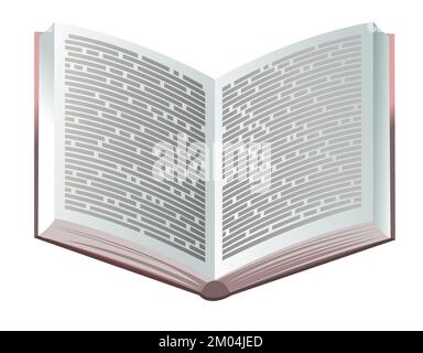 Book with pages with text open. Notepad and notebook. Unrolled paper pages. Isolated on white background. Vector. Stock Vector