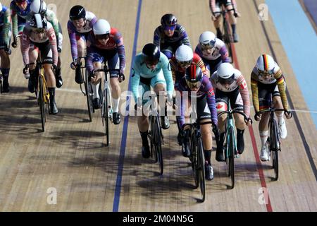 London, UK. 03rd Dec, 2022. Track Cycling Champions League, Lee Valley Velodrome London UK. Women's Elimination Race, 3rd December 2022 Credit: Grant Burton/Alamy Live News Stock Photo