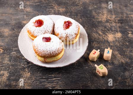 Traditional Jewish holiday Hanukkah food. Stock Photo