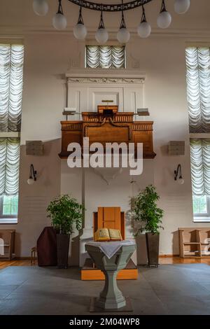 Interior of an Old Evangelical Church of Christ in Hallstatt with ...