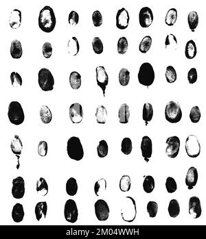 56 different Fingerprints, Texture Fingerprints, texture black and white Stock Photo