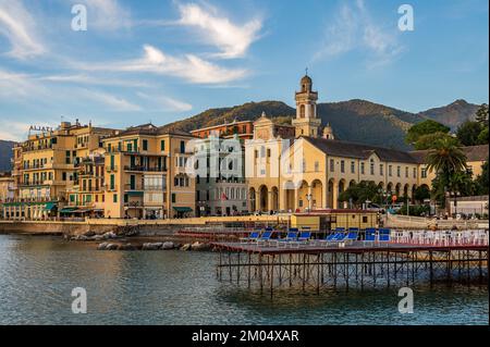 View of the village of Rapallo on the Italian Riviera Stock Photo